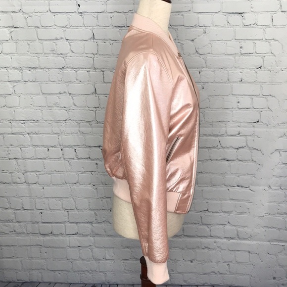 FOREVER 21 Rose Gold Bomber Jacket sz S - Picture 3 of 8